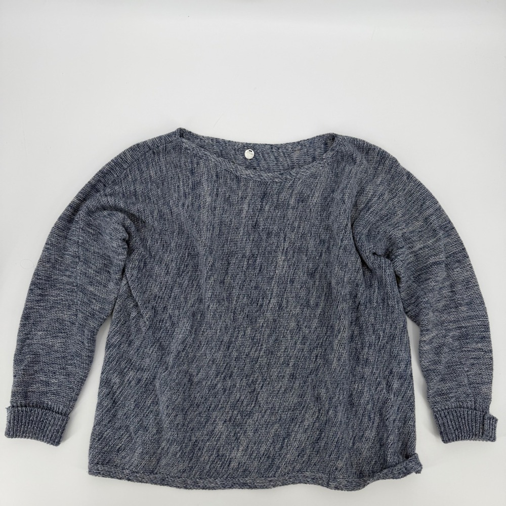 Margaret O'Leary Blue Marled Knit Crew Neck Sweater Pullover Long Sleeve